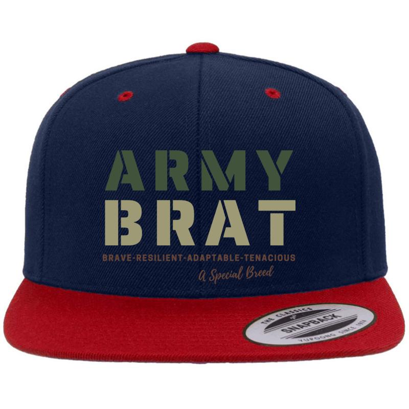 Army Brat Premium Flat Bill Snapback Cap  Navy