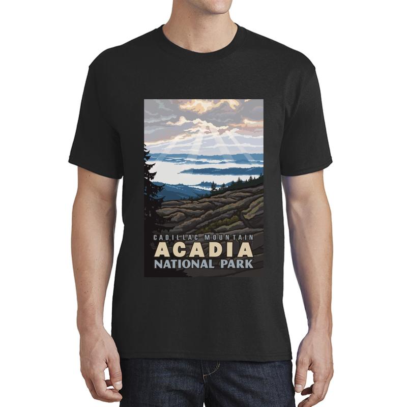 Vintage Cadillac Mountain Acadia National Park Unisex T-Shirt Men Black