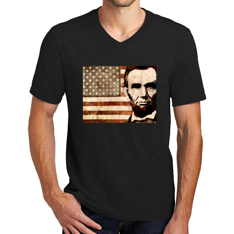 Abraham Lincoln Unisex V-Neck T-Shirt Men Black