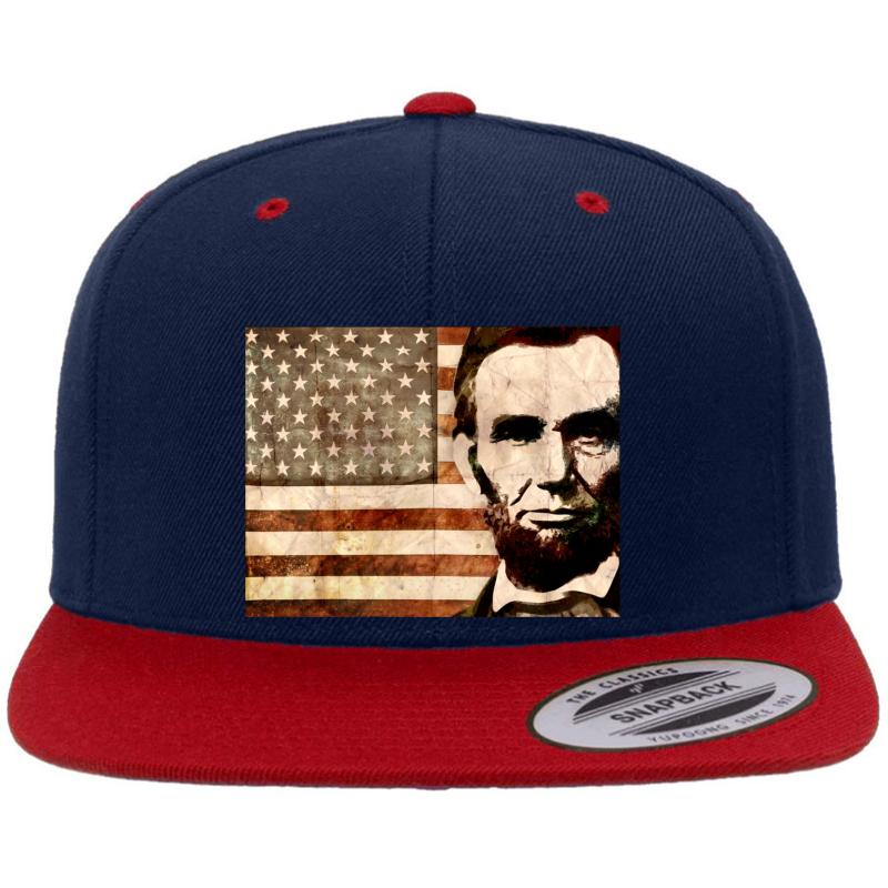 Abraham Lincoln Premium Flat Bill Snapback Cap  Navy