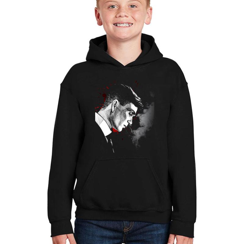 Thomas Shelby Smoking Shelby In Smoke Peaky Blinders Series Youth Hooded Sweatshirt Boy Black