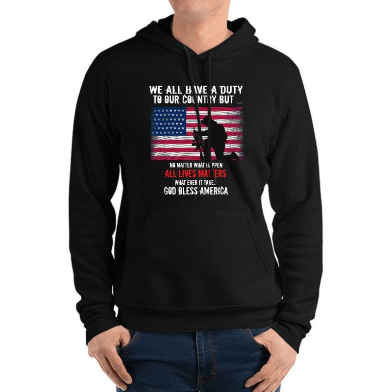 All Lives Matters Unisex Hooded Sweatshirt Men Black