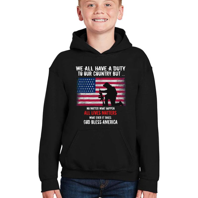 All Lives Matters Youth Hooded Sweatshirt Boy Black