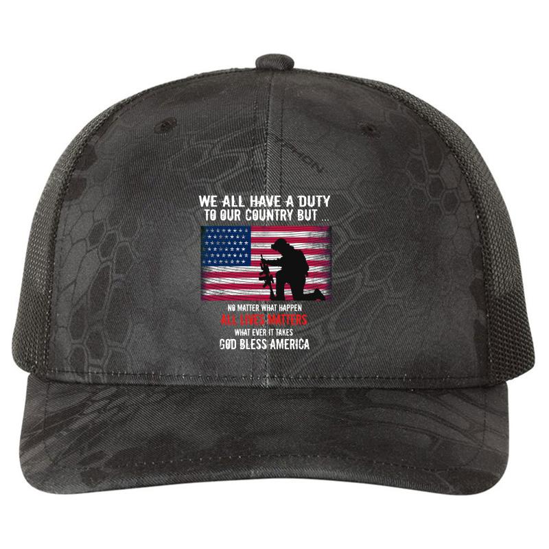 All Lives Matters Richardson Premium Trucker Snapback Cap  Kryptek Typhon Black