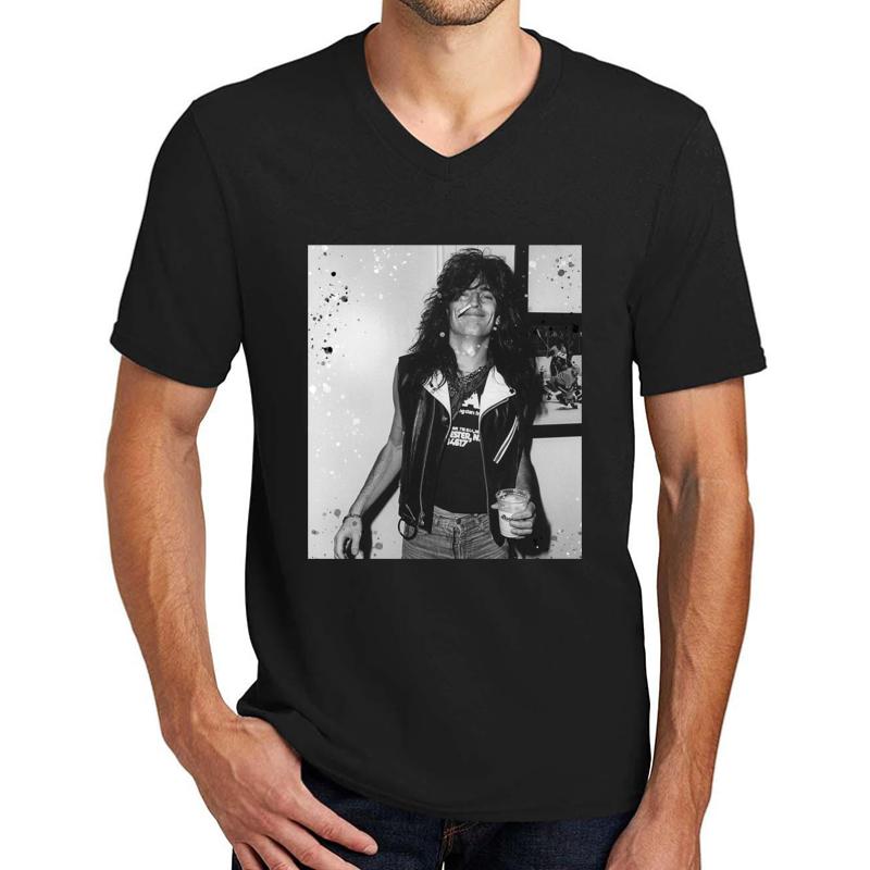 Tommy Lee Unisex V-Neck T-Shirt Men Black