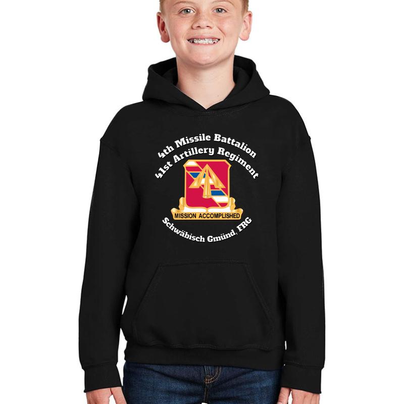 4Th Missile Battalion 41St Artillery Regiment - Pershing Youth Hooded Sweatshirt Boy Black