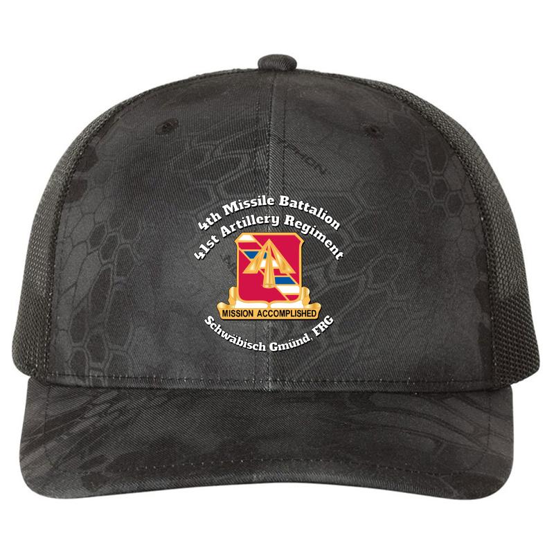 4Th Missile Battalion 41St Artillery Regiment - Pershing Richardson Premium Trucker Snapback Cap  Kryptek Typhon Black