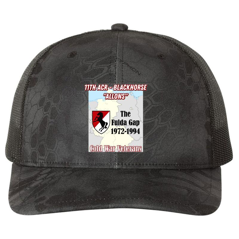 11Th Armored Cavalry Regiment - Army Fulda Gap Cold War Vets Richardson Premium Trucker Snapback Cap  Kryptek Typhon Black