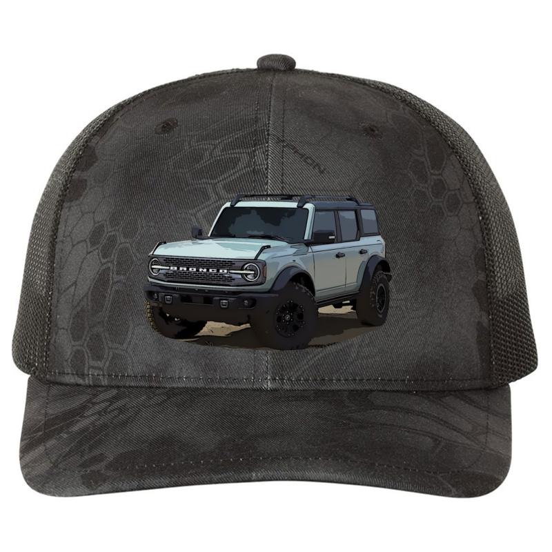 2021 Ford Bronco Area 51 Richardson Premium Trucker Snapback Cap  Kryptek Typhon Black