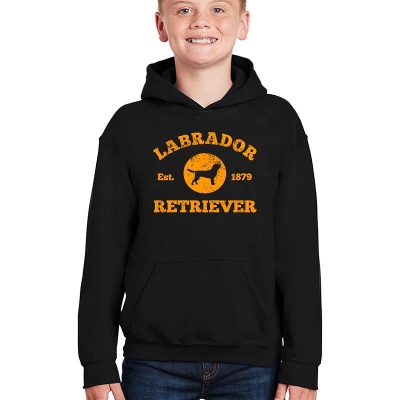 Vintage Labrador Retriever Est. 1879  Youth Hooded Sweatshirt Boy Black