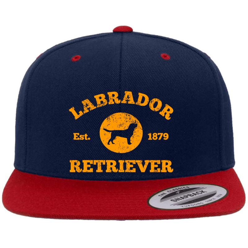 Vintage Labrador Retriever Est. 1879  Premium Flat Bill Snapback Cap  Navy