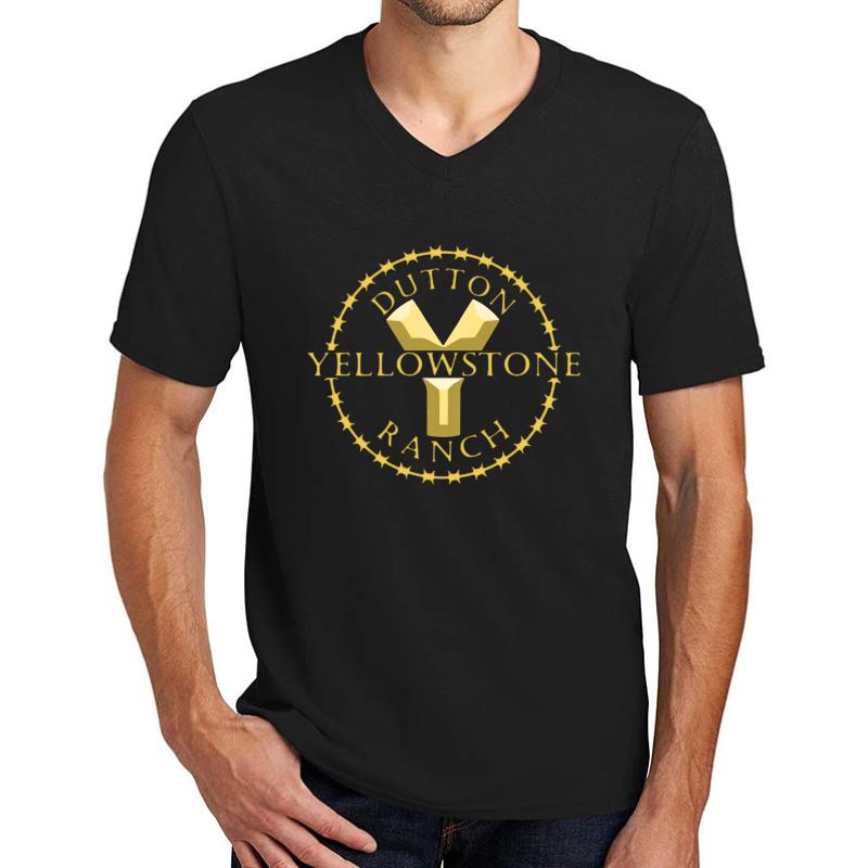 Yellowstone Dutton Ranch Unisex V-Neck T-Shirt Men Black