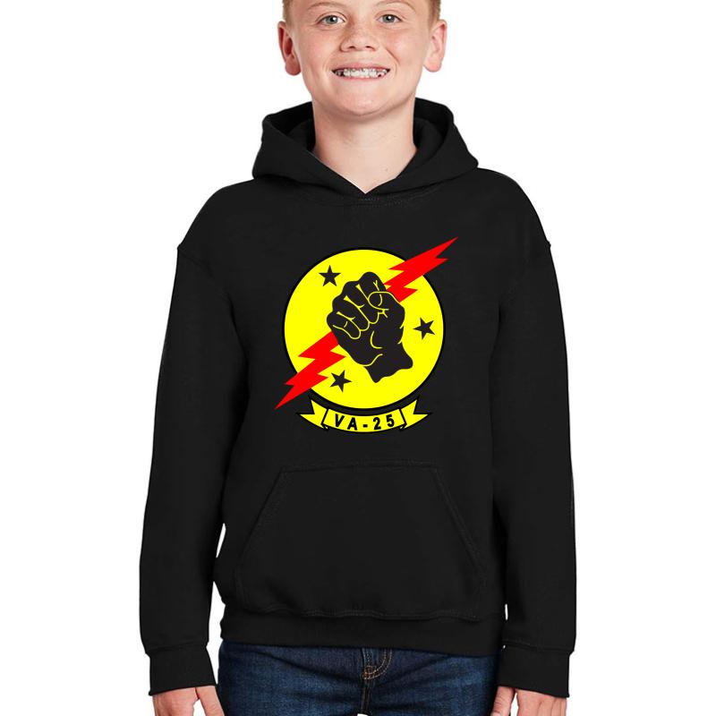 Top Gun - Va-25 Fist Of The Fleet Hd Youth Hooded Sweatshirt Boy Black