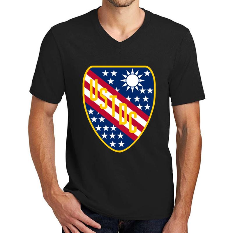 Us-Taiwan Defense Command Unisex V-Neck T-Shirt Men Black