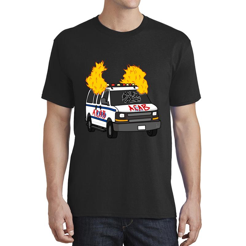 Acab Fire Sticker Unisex T-Shirt Men Black