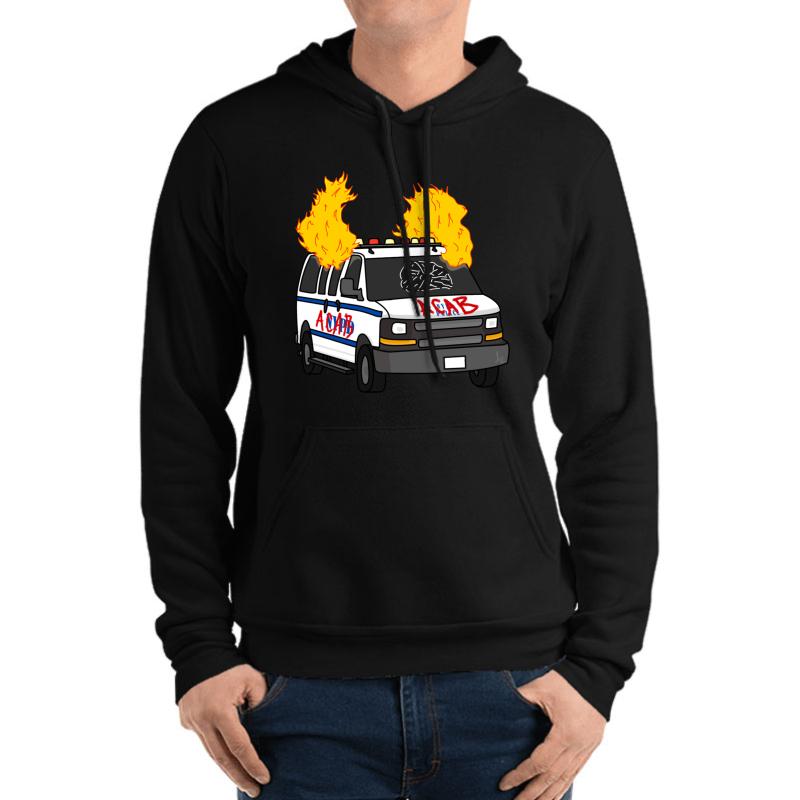 Acab Fire Sticker Unisex Hooded Sweatshirt Men Black