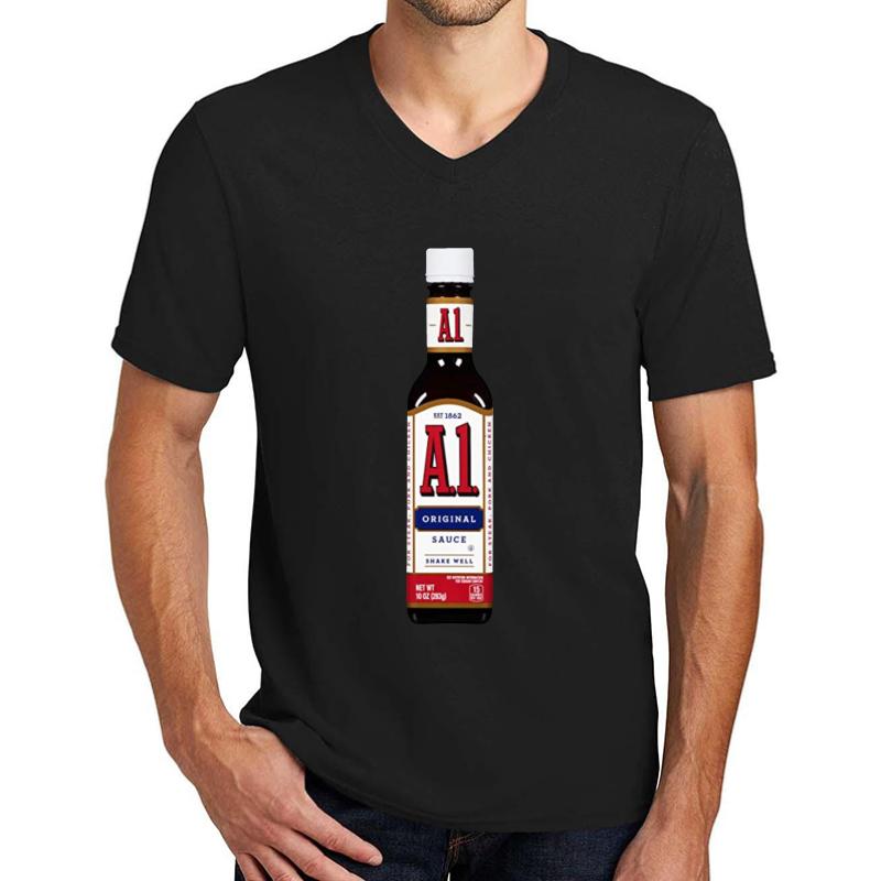 A1 Steak Sauce Unisex V-Neck T-Shirt Men Black