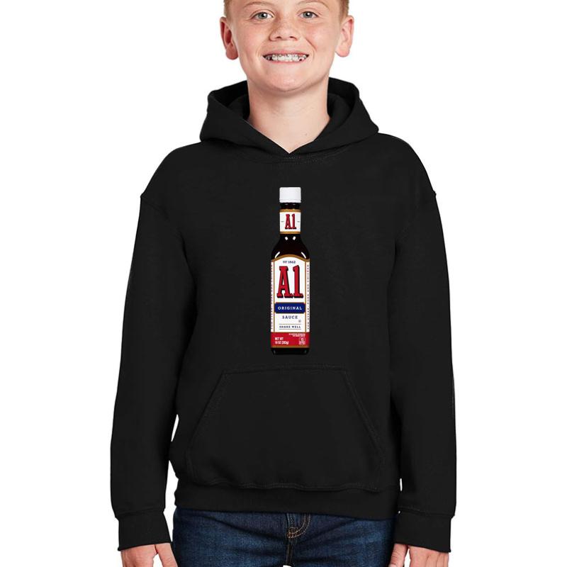 A1 Steak Sauce Youth Hooded Sweatshirt Boy Black