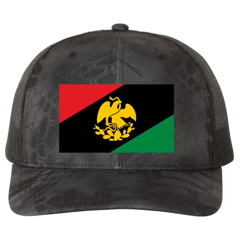 Afro-Mexican Flag Richardson Premium Trucker Snapback Cap  Kryptek Typhon Black