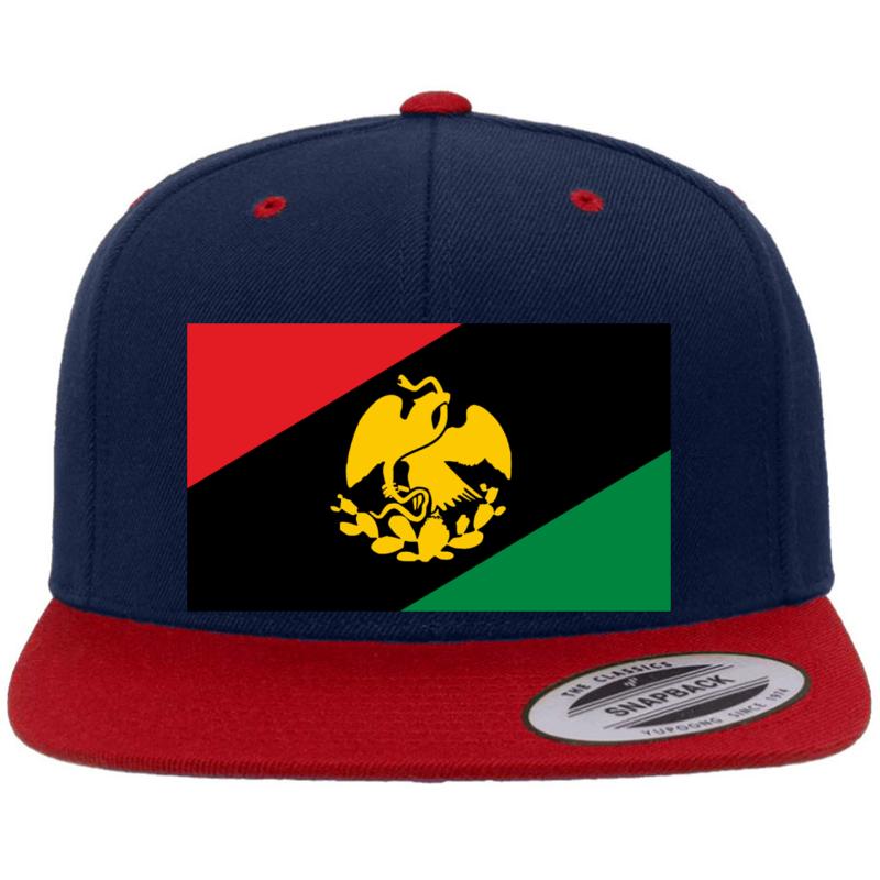 Afro-Mexican Flag Premium Flat Bill Snapback Cap  Navy