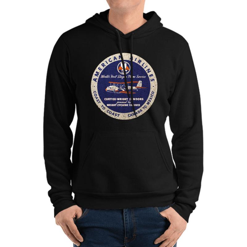 American Airlines Vintage Sign Usa Unisex Hooded Sweatshirt Men Black