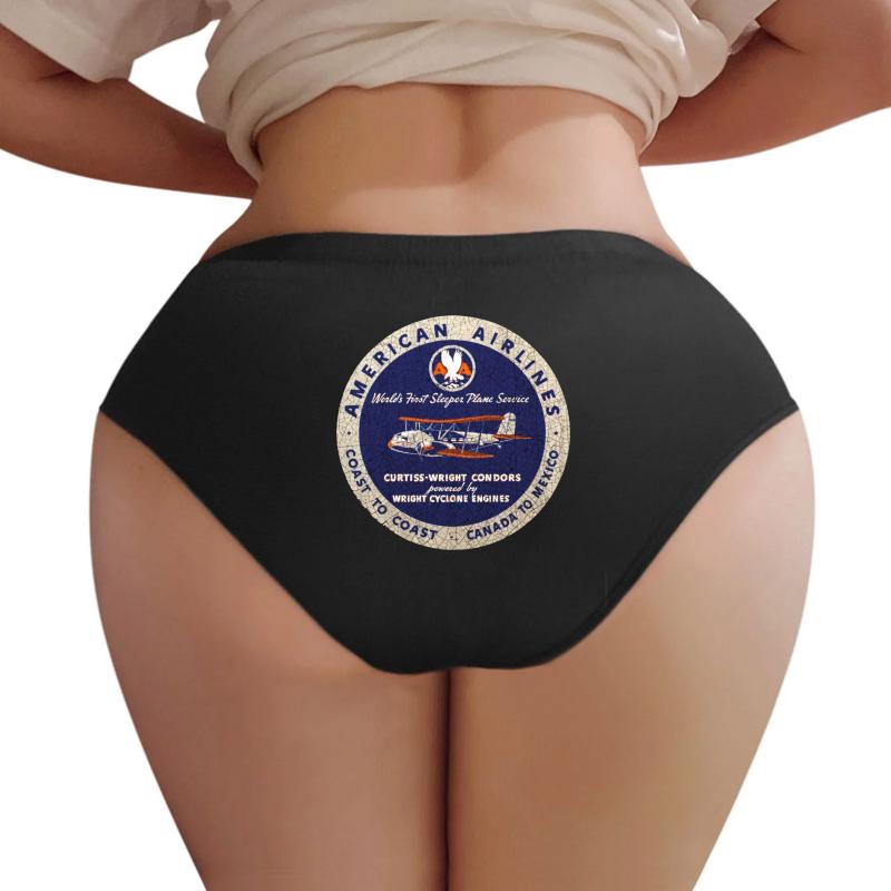 American Airlines Vintage Sign Usa Women Underwear Panties Women Black