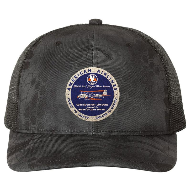 American Airlines Vintage Sign Usa Richardson Premium Trucker Snapback Cap  Kryptek Typhon Black