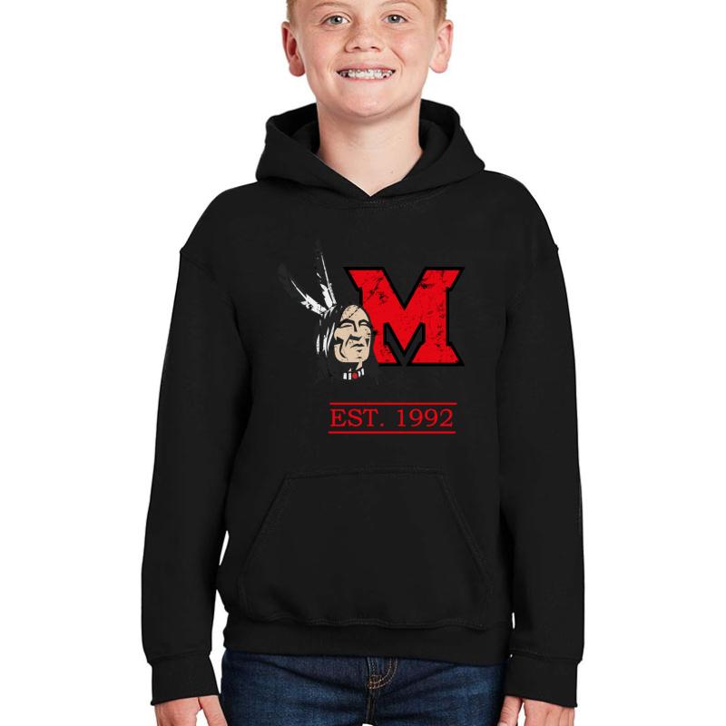 University Miami Est 1992 Ohio Vintage Old Retro Style Youth Hooded Sweatshirt Boy Black