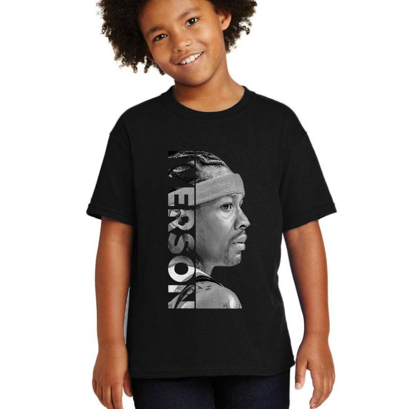 Allen Iverson - Black White Youth T-Shirt Boy Black