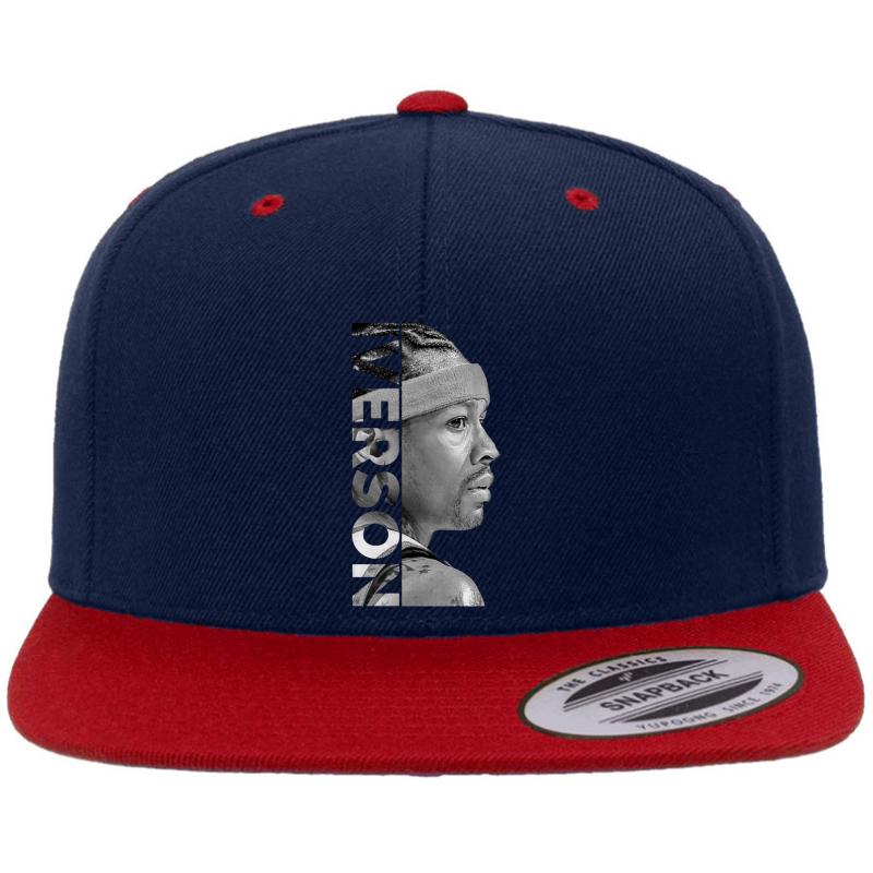 Allen Iverson - Black White Premium Flat Bill Snapback Cap  Navy