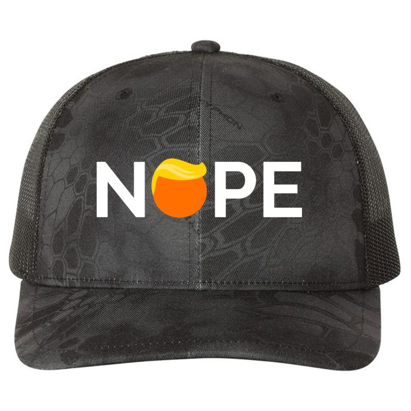 Anti-Trump - Nope Edition Richardson Premium Trucker Snapback Cap  Kryptek Typhon Black