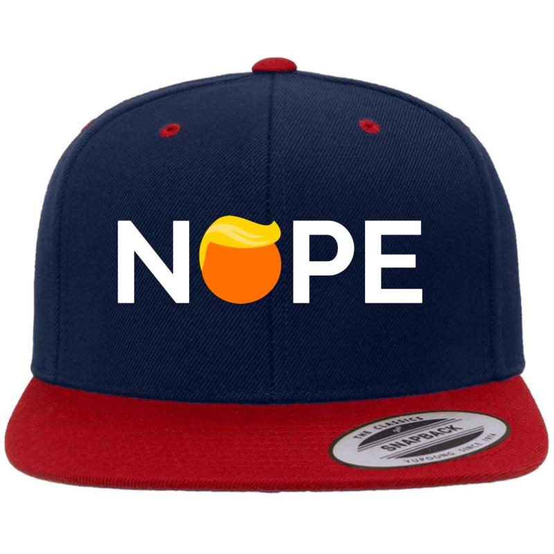 Anti-Trump - Nope Edition Premium Flat Bill Snapback Cap  Navy