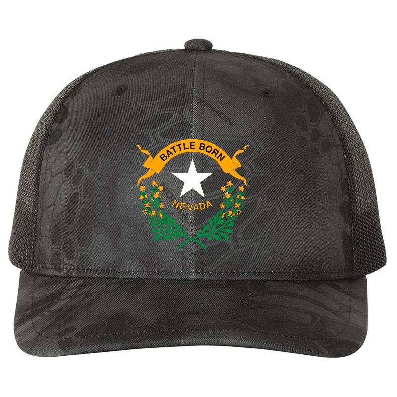 Battle Born Nevada State Flag Logo Flexfit Baseball Caps