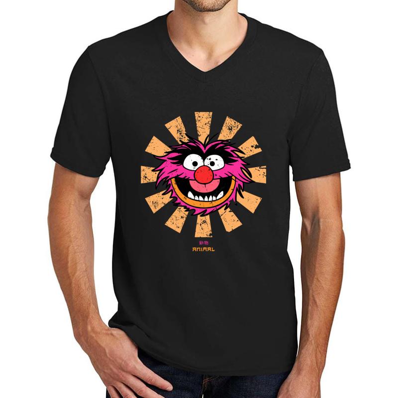 Animal Retro Japanese Muppets Unisex V-Neck T-Shirt Men Black