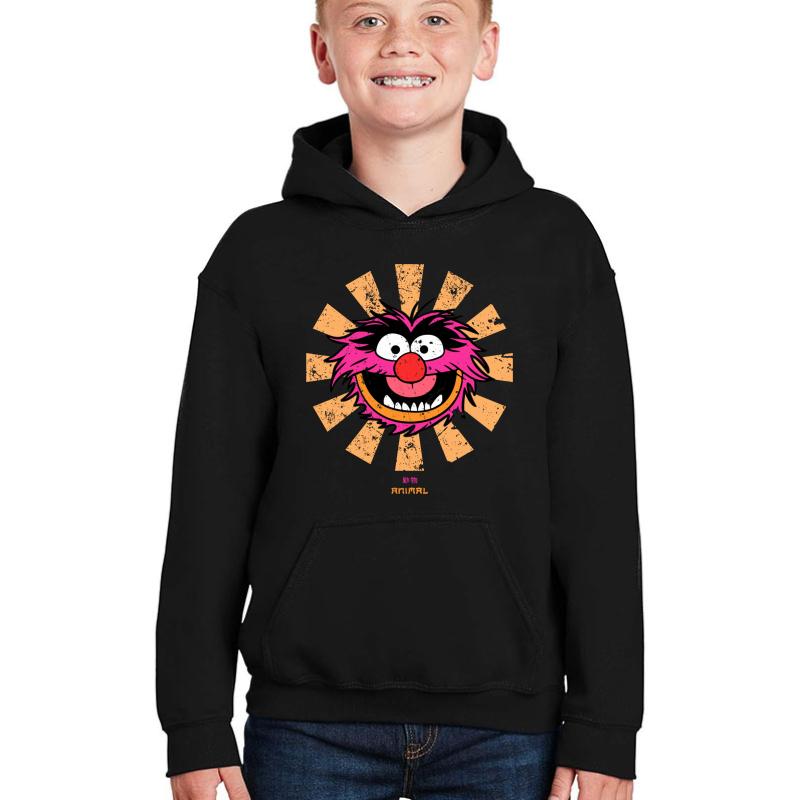 Animal Retro Japanese Muppets Youth Hooded Sweatshirt Boy Black