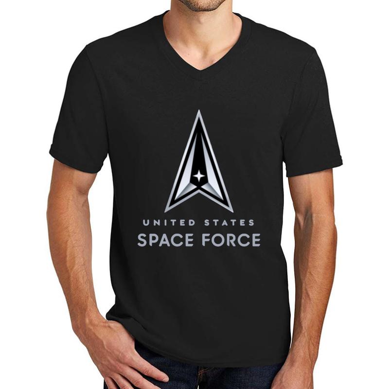 United States Space Force Official Logo. Unisex V-Neck T-Shirt Men Black