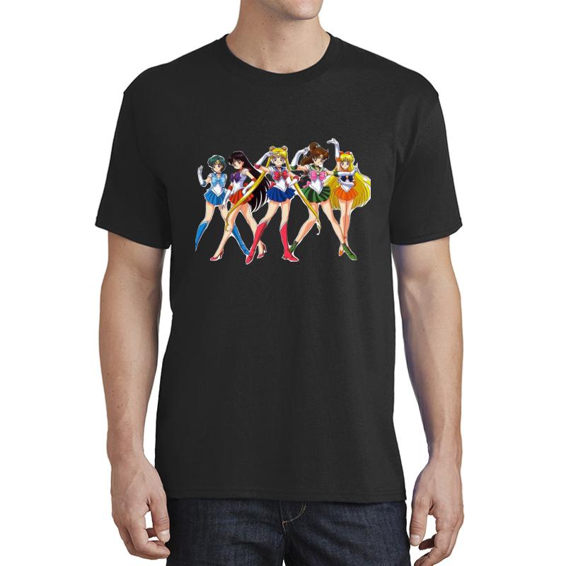 Aesthetic 90'S Anime Sailor Moon Group Unisex T-Shirt Men Black