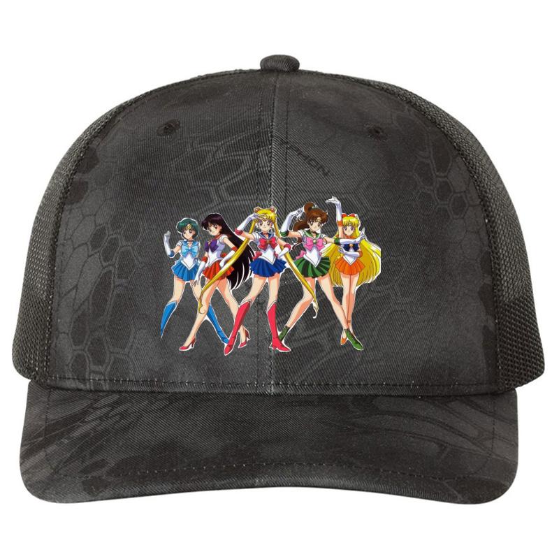 Aesthetic 90'S Anime Sailor Moon Group Richardson Premium Trucker Snapback Cap  Kryptek Typhon Black