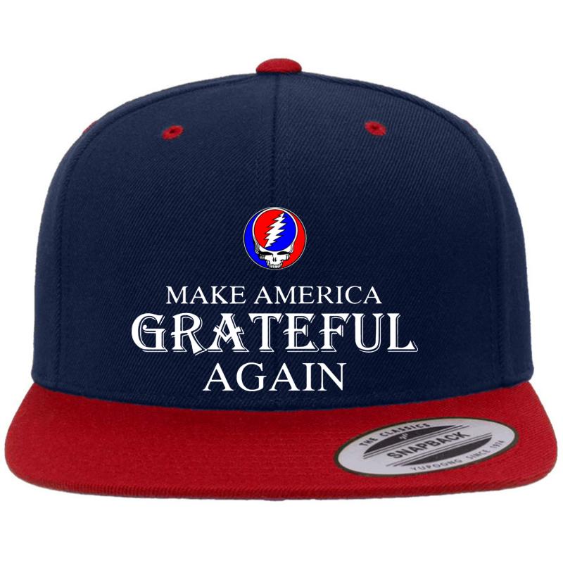 2020 Make America Grateful Again Matching We Will Get By Premium Flat Bill Snapback Cap  Navy