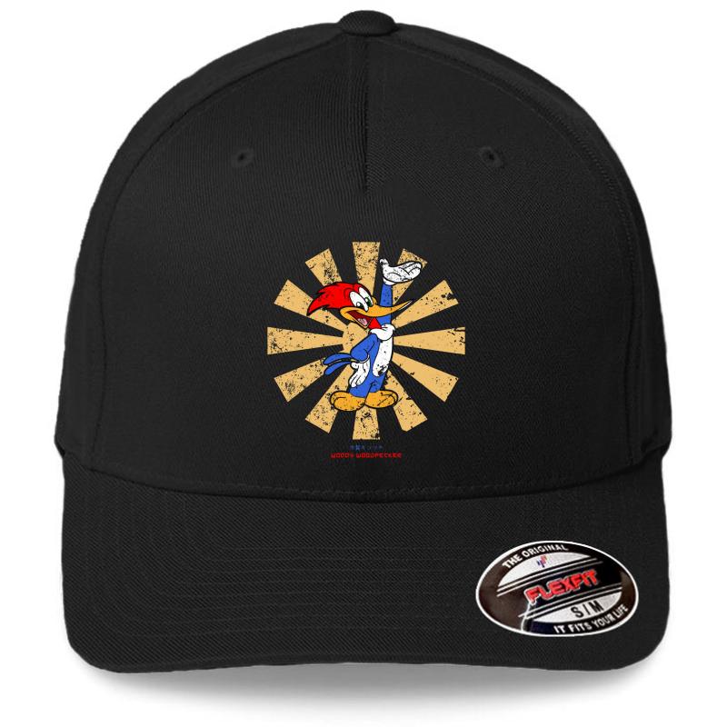 Woody Woodpecker Retro Japanese Flexfit Baseball Cap  Black