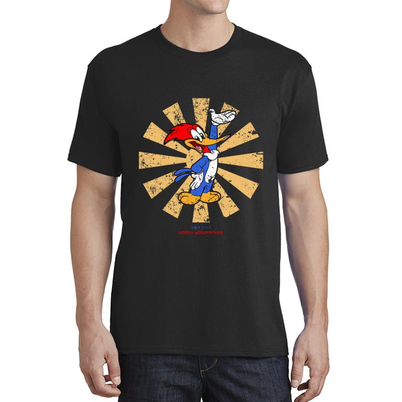 Woody Woodpecker Retro Japanese Unisex T-Shirt Men Black