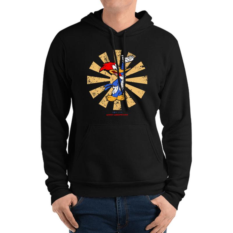 Woody Woodpecker Retro Japanese Unisex Hooded Sweatshirt Men Black