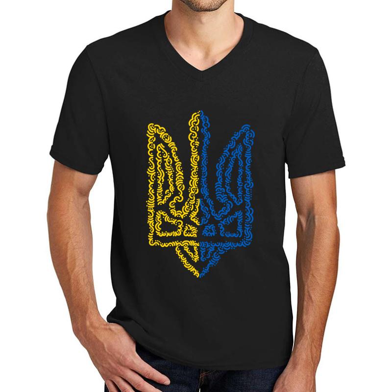 Ukraine - Ukrainian Trident Unisex V-Neck T-Shirt Men Black