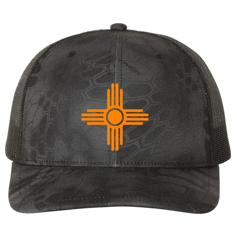 Zia Sun - Zia Pueblo - New Mexico Richardson Premium Trucker Snapback Cap  Kryptek Typhon Black