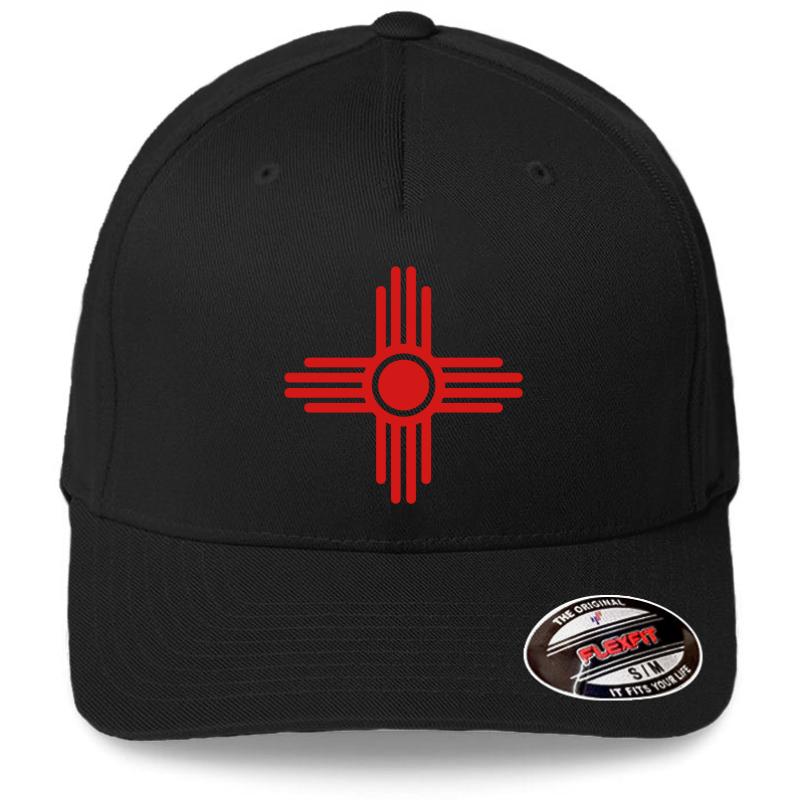 Zia Sun - Zia Pueblo - New Mexico Flexfit Baseball Cap  Black