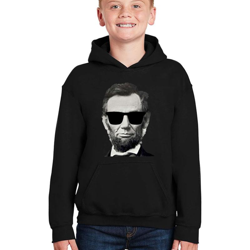 Abraham Lincoln Sunglasses Youth Hooded Sweatshirt Boy Black