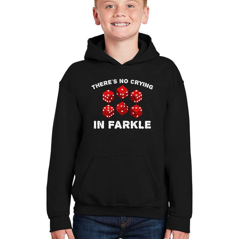 There S No Crying In Farkle Funny Dice Game Graphic Youth Hooded Sweatshirt Boy Black