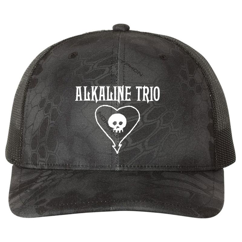 Alkaline Trio Classic Heartskull - Official Merch Richardson Premium Trucker Snapback Cap  Kryptek Typhon Black