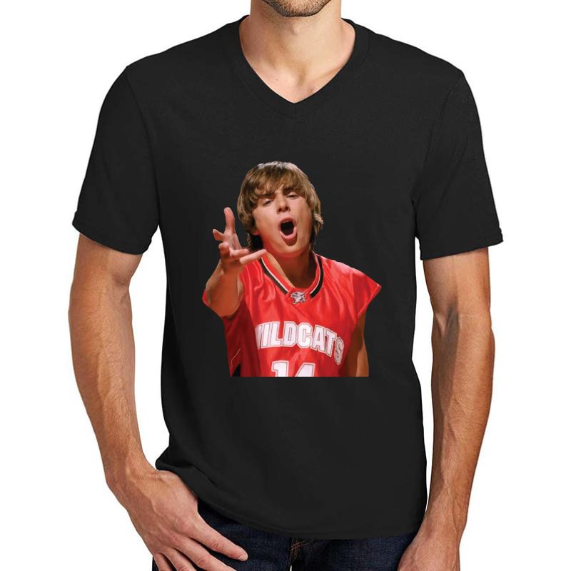 Troy- High School Musical Unisex V-Neck T-Shirt Men Black