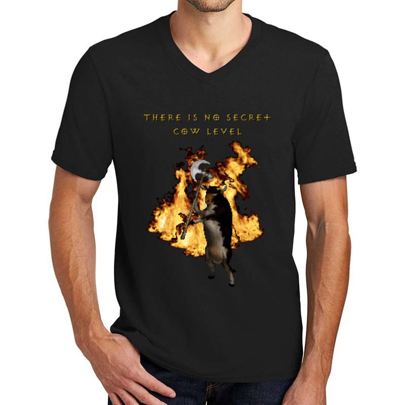 There Is No Secret Cow Level Unisex V-Neck T-Shirt Men Black